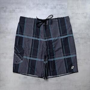 Y2K Grey Laguna Surf Grunge Baggy Board Shorts
